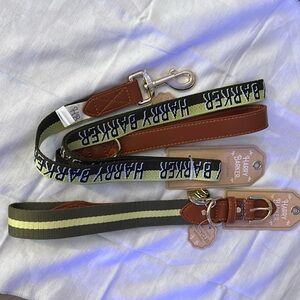 Harry Barker Green Pieced Striped Buckle Collar (L) with Harry Barker Leash